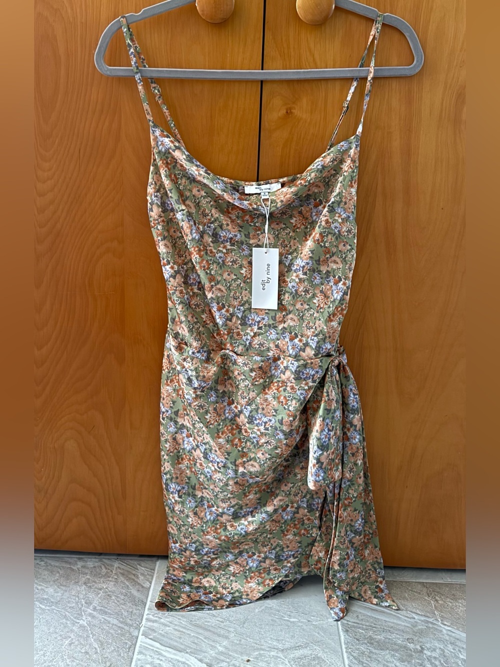 Edit by Nine Sage Floral Print Cowl Neck Mini Dress Size S NWT